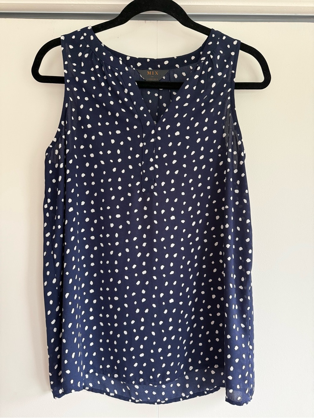 MIX by 41Hawthorn Navy Polka Dot Sleeveless Blouse Sz S